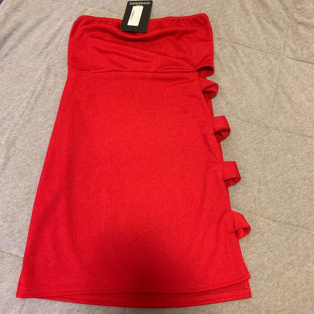 Red cut out dress